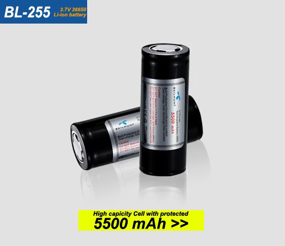 

Skilhunt BL-255 26650 5500mAh 3.7V High performance Rechargeable 26650 protected Li-ion battery