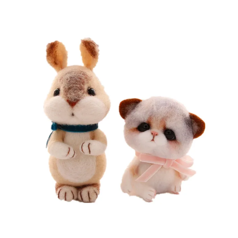 DIY шерсть фетр милый кролик игла для валяния игрушка ручной работы ремесла наборы для валяния кошка Рождественский Войлок Diy ремесла для детей подарок на день рождения