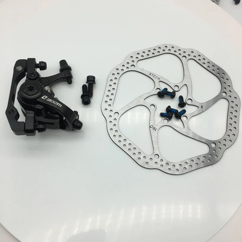 front with rotor ZOOM алюминиевый сплав велосипедный Задний дисковый тормоз черная Горная дорога MTB велосипед механический суппорт Дисковые Тормоза Велоспорт двойной тормоз - Цвет: front with rotor