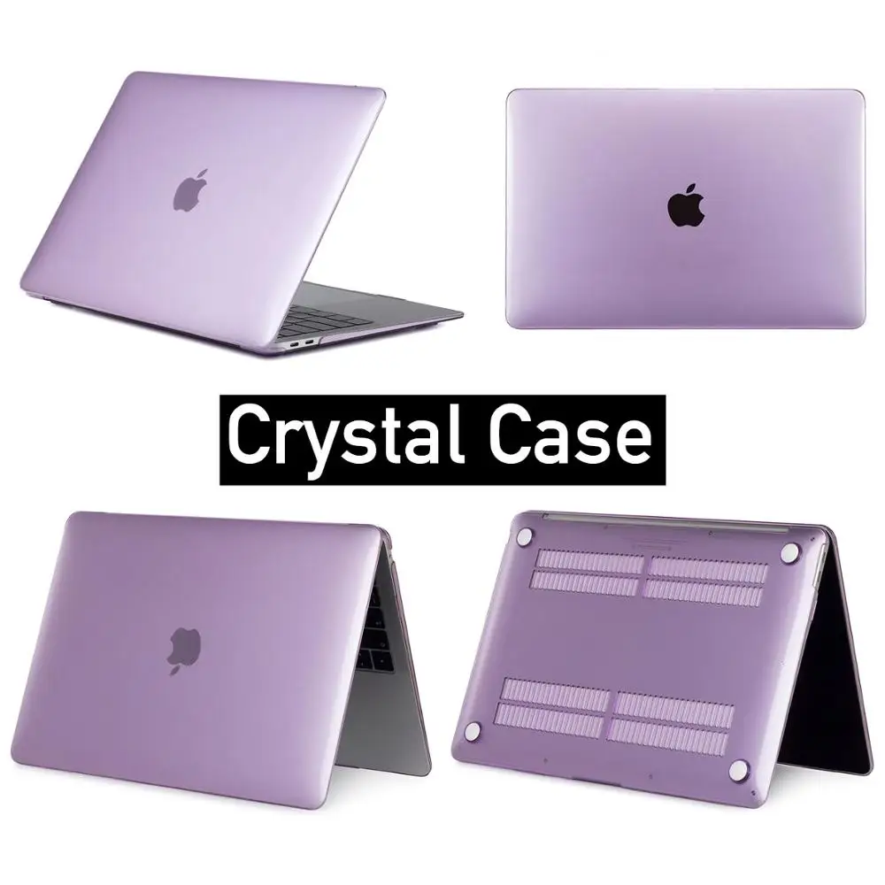 Purple-crystal MQTALLIN, матовый/Кристальный чехол для ноутбука MacBook Pro retina Air 11 12 13 15 дюймов, для Mac book new pro/Air 13, чехол - Цвет: Purple-crystal