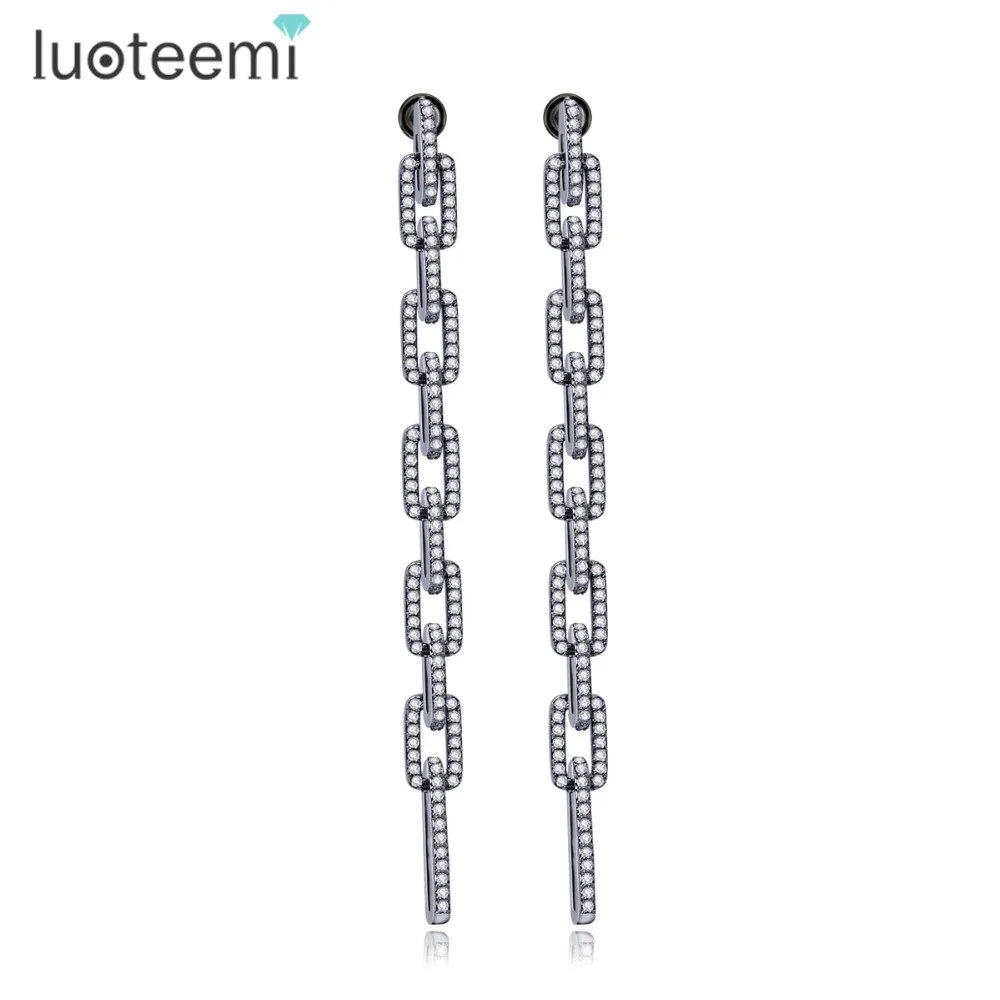 LUOTEEMI 2016 уникальные Изящные Роскошные Искрящиеся фианиты эффектные Серьги