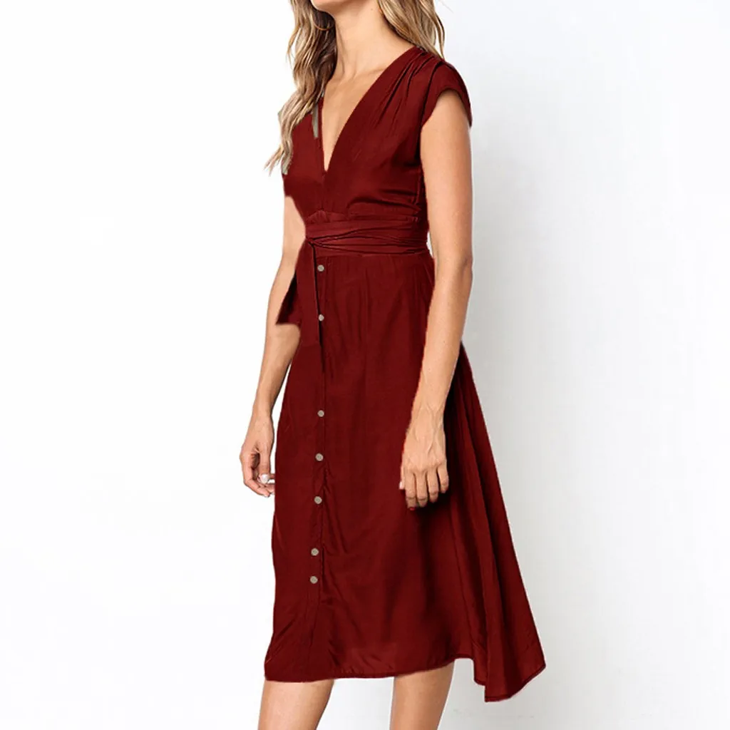 Летнее женское платье Vestidos, сексуальное Полосатое платье с открытой спиной и пуговицами, вечернее платье с поясом, подходит для H И Pear shape OY41
