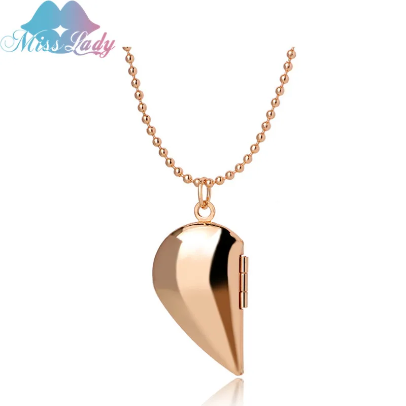 Ожерелье с подвеской в виде сердца открытым кулоном золотистого/серебристого