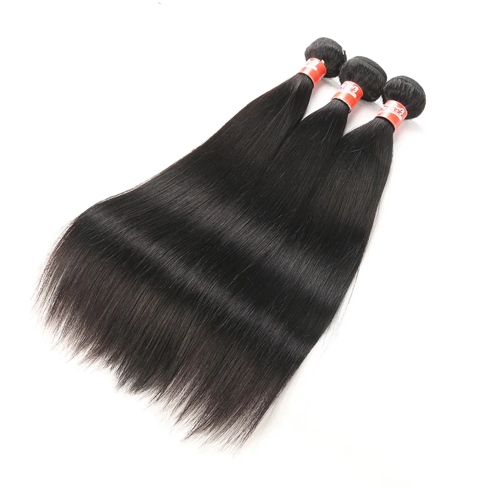 Гладкие бразильские прямые пучки волос с закрытием натуральный цвет не Реми