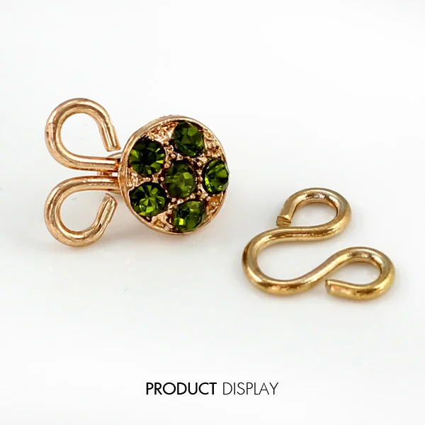 50 компл. Металлические золотые зеленые прозрачные стразы застежка на крючок для