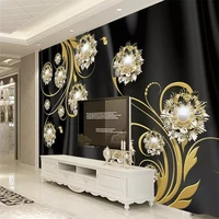 custom mural wallpaper 3d high end black silk jewelry pattern tv background wall