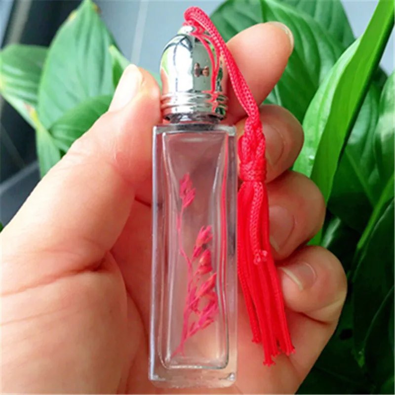 8ml Transsprent Roll On Perfume Bottle New Tassel Cover Portable Glass Bottle 100PCS/LOT