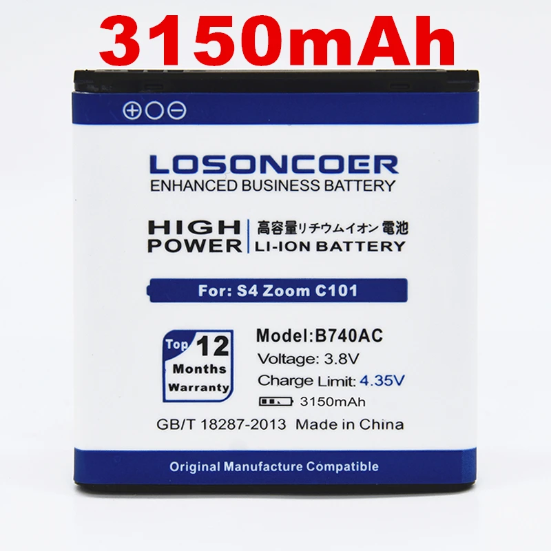 100% оригинал LOSONCOER 3150 мАч B740AC B740AE батарея для Samsung Galaxy S4 Zoom SM C1010 C105 NX3000 I939D S4zoom