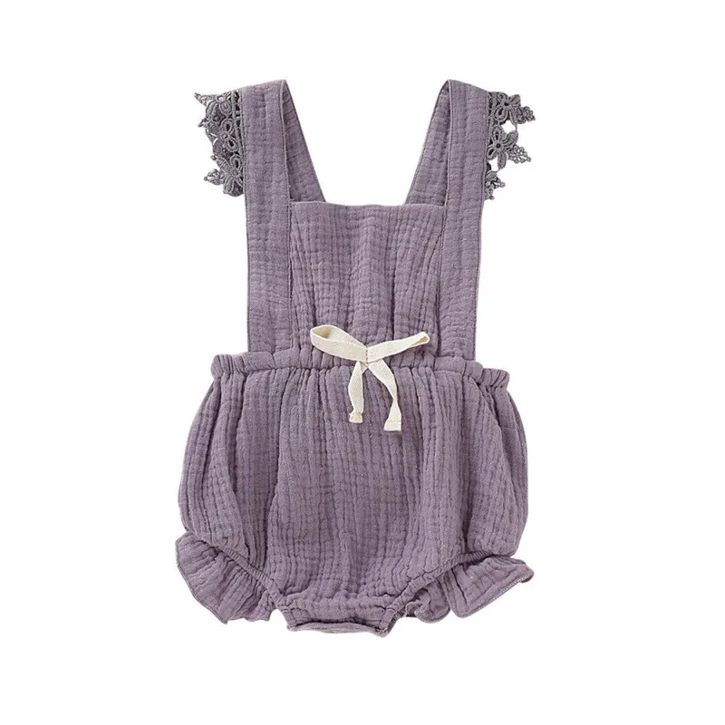 Детский хлопковый комбинезон с бантом оборками и открытой спиной|Боди для