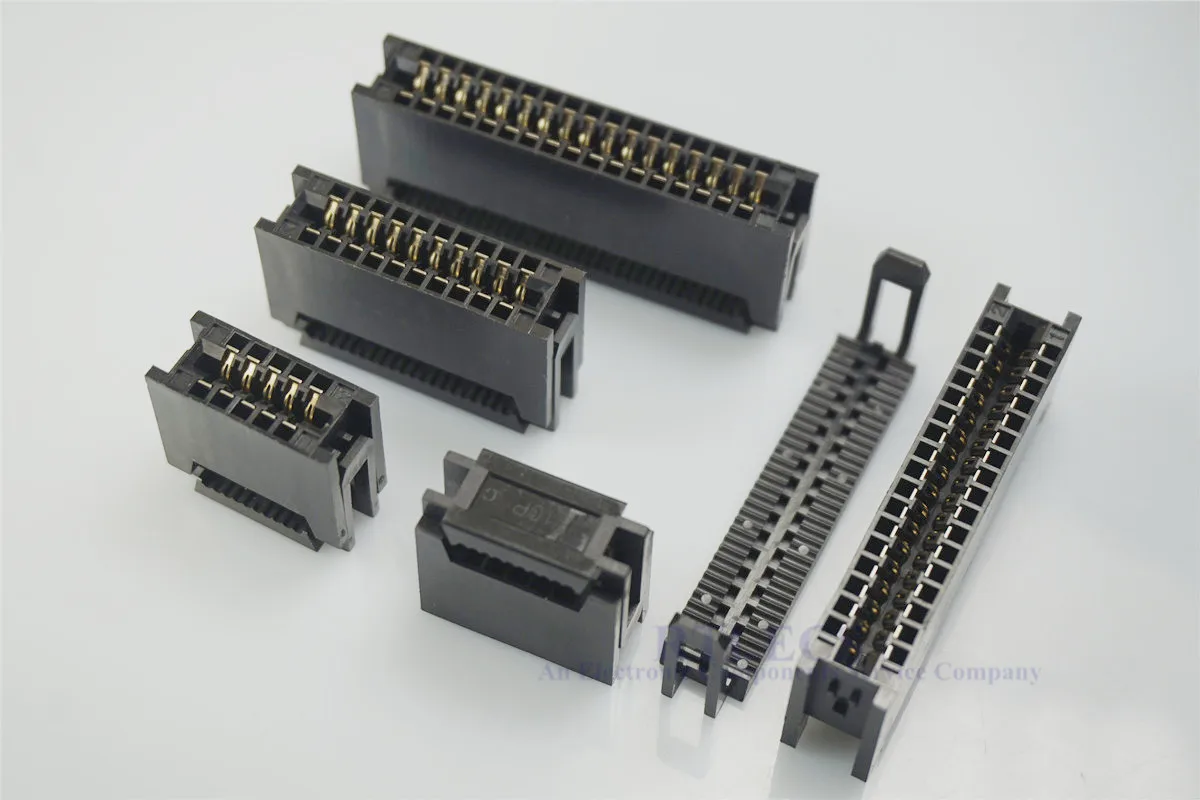 200 шт. 2,54 мм Шаг край карты разъем IDC Тип слот 10 14 16 20 24 26 30 34 40 50 60 64 Pin PCB золото палец платы разъем