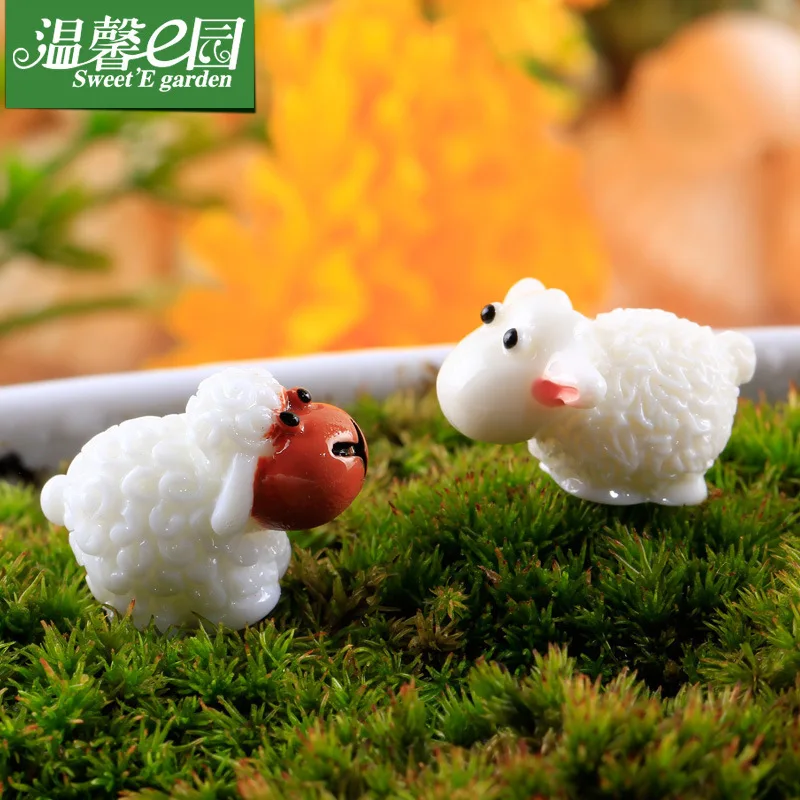 Продажа 2 шт./Лот Смола для белой овцы миниатюрной садовой Феи украшения дома|resin