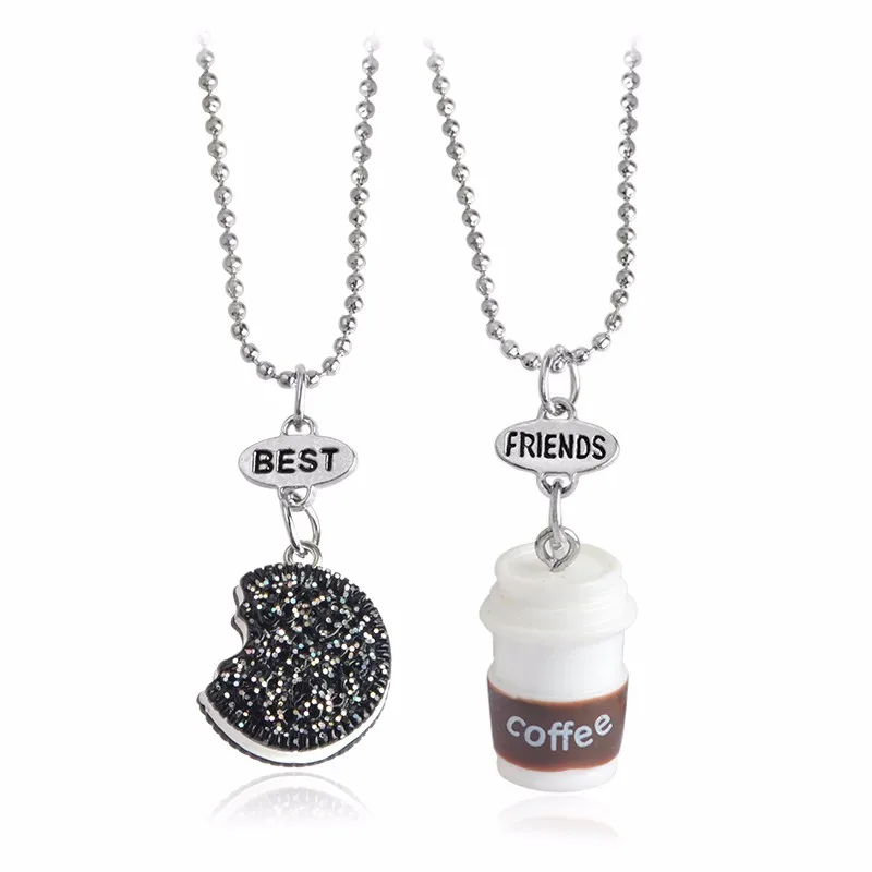 2 шт./компл. Kawaii печенья и &quotКофе Best Friend&quot Цепочки ожерелья дружбы лучшее