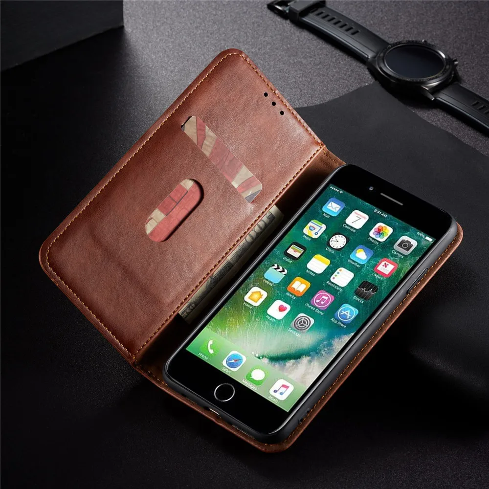 Винтажный кожаный чехол Nieuwe с откидной крышкой для iPhone7 8 5SE роскошный Portemonnee