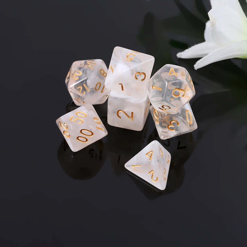 7 шт./набор, прозрачные, двухсторонние игральные кости D4 D6 D8 D10 D12 D20 для подземелий и драконов, D& D, ррг, поли, настольные игры, игрушки