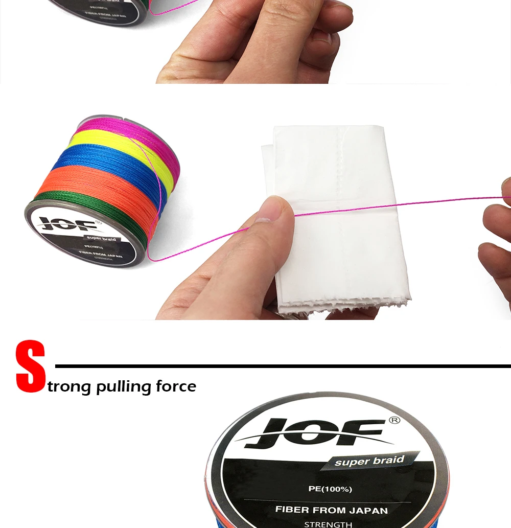 JOF 4 нити 500 м 10LB-80LB плетеная леска PE сильный мультифиламент леска Карп Рыбалка морской