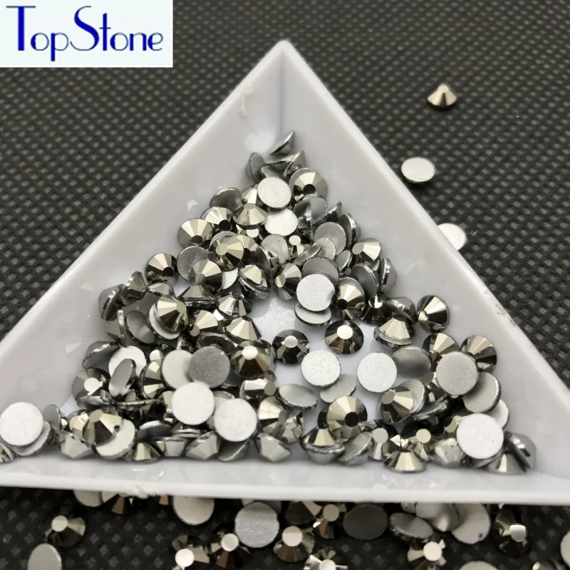 Круглые стразы для дизайна ногтей Topstone Jet гематит цветные SS3 4 5 6 8 10 12 16 20 30 34 с