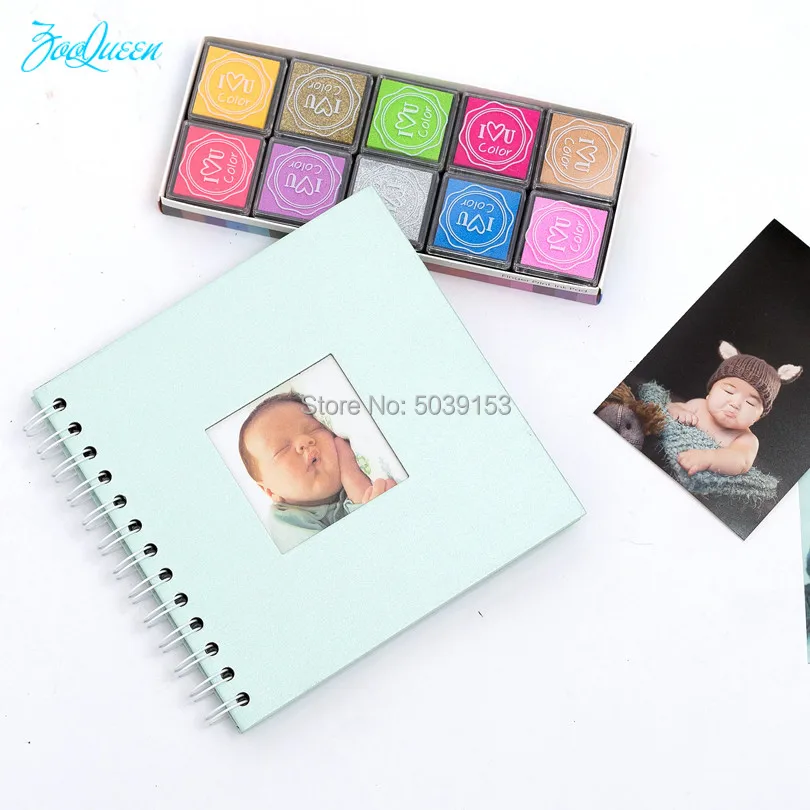 Роскошный сине-зеленый Простой DIY Фотоальбом скрапбук прозрачные штампы Instax наклейки выпускная бумага альбом это мальчик ребенок картина
