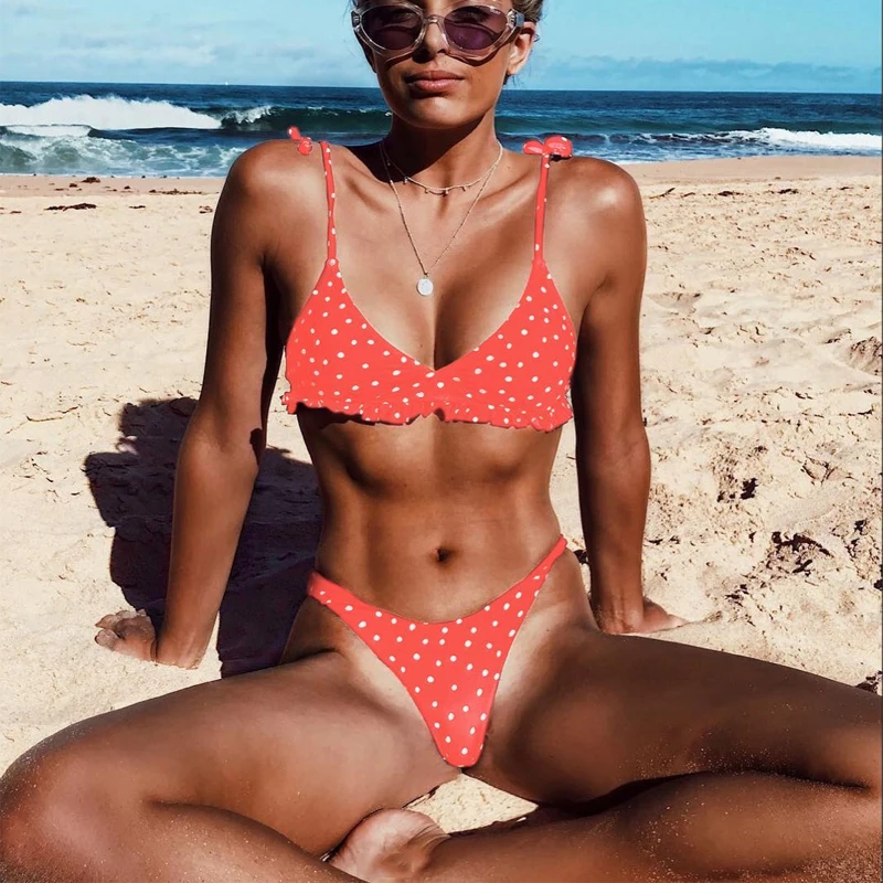 Dot Pattern Women Sexy Bikini Set 2018 Vintage Swimwear Female Low Waist Bathing Suit Push Up Swimsuit Maillot De Bain Biquini | Спорт и