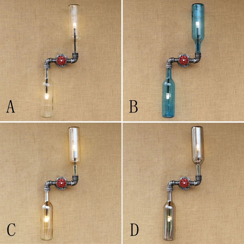 Ретро промышленный настенный светильник со стеклянным абажуром в комплекте с