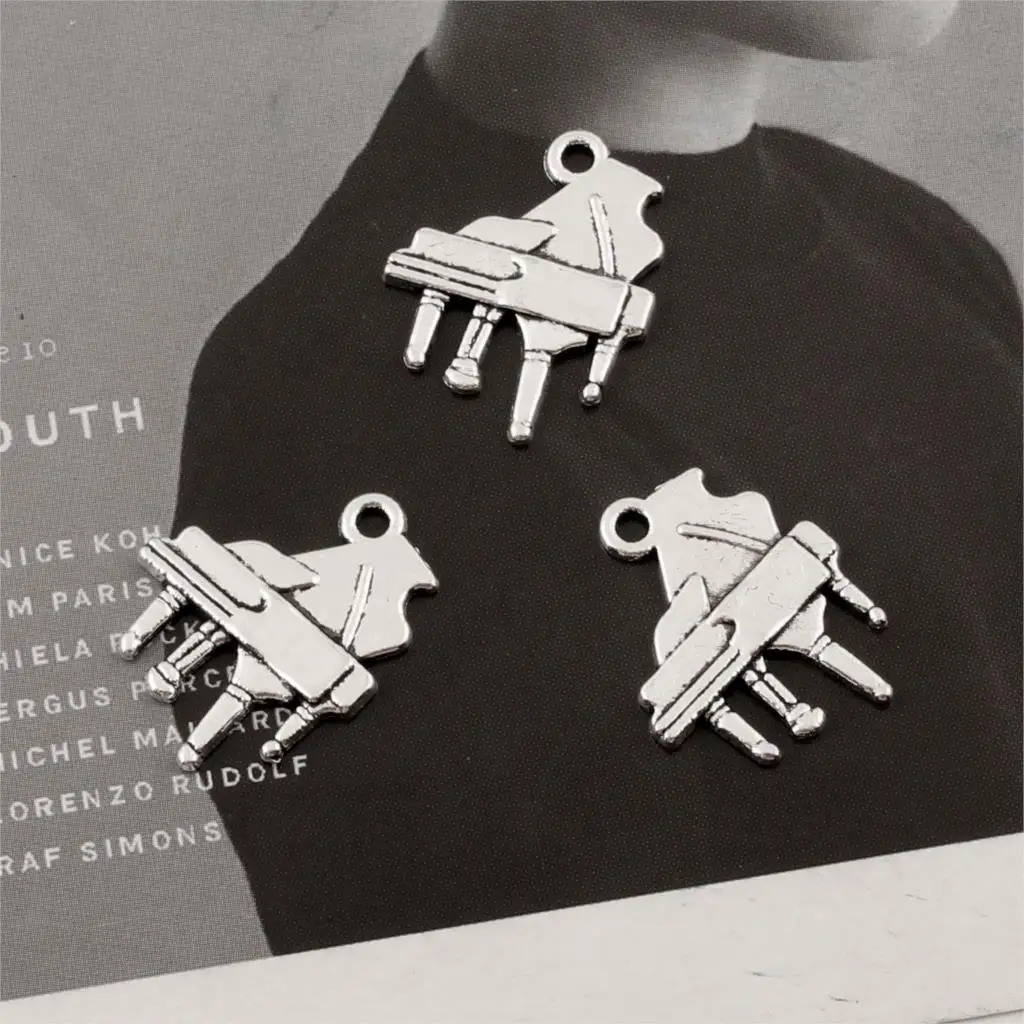 20 шт. посеребренные подвески для фортепиано Музыкальная подвеска ювелирных