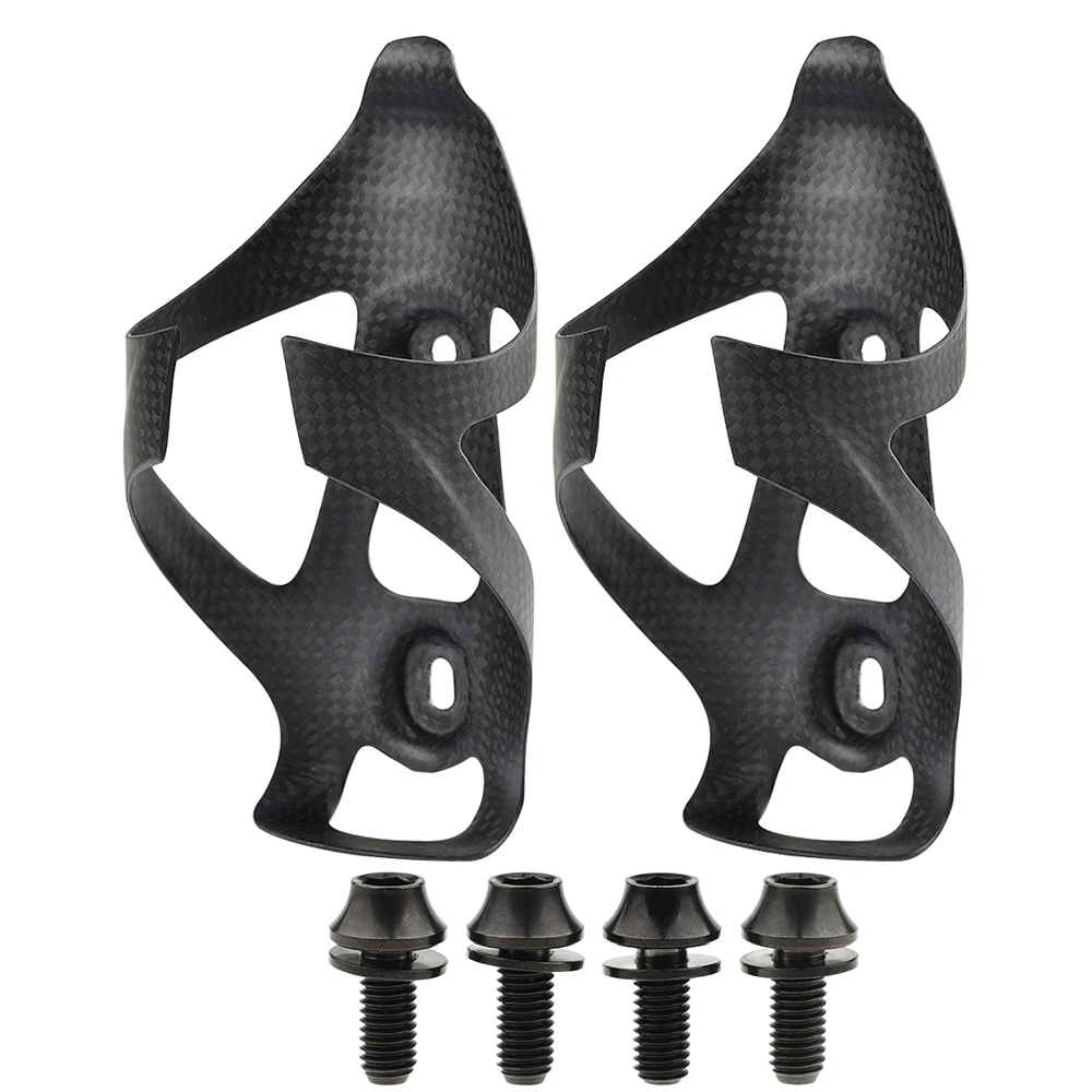 Matte-Black Bolt Wanyifa полностью углеродное волокно велосипед бутылка для воды клетка MTB дорожный держатель для бутылки велосипедный 2шт+ титановый болт M5x12 с винт с шайбой 4 шт - Цвет: Matte-Black Bolt