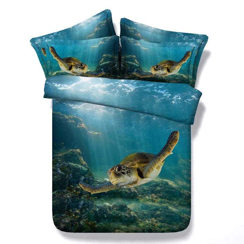 

Ocean Bedding set bedspread queen size 3D Sea Turtle duvet cover sets bed sheet Designer brand quilt Cal King Twin single 4PCS