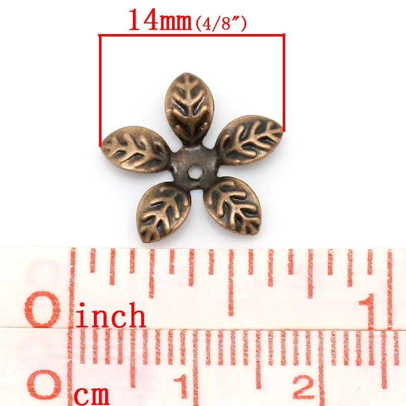 8SEASONS Bead Caps 5 Petals Flower Antique Copper (Fits 20mm Beads) 14x14mm 500PCs (B27238) | Украшения и аксессуары