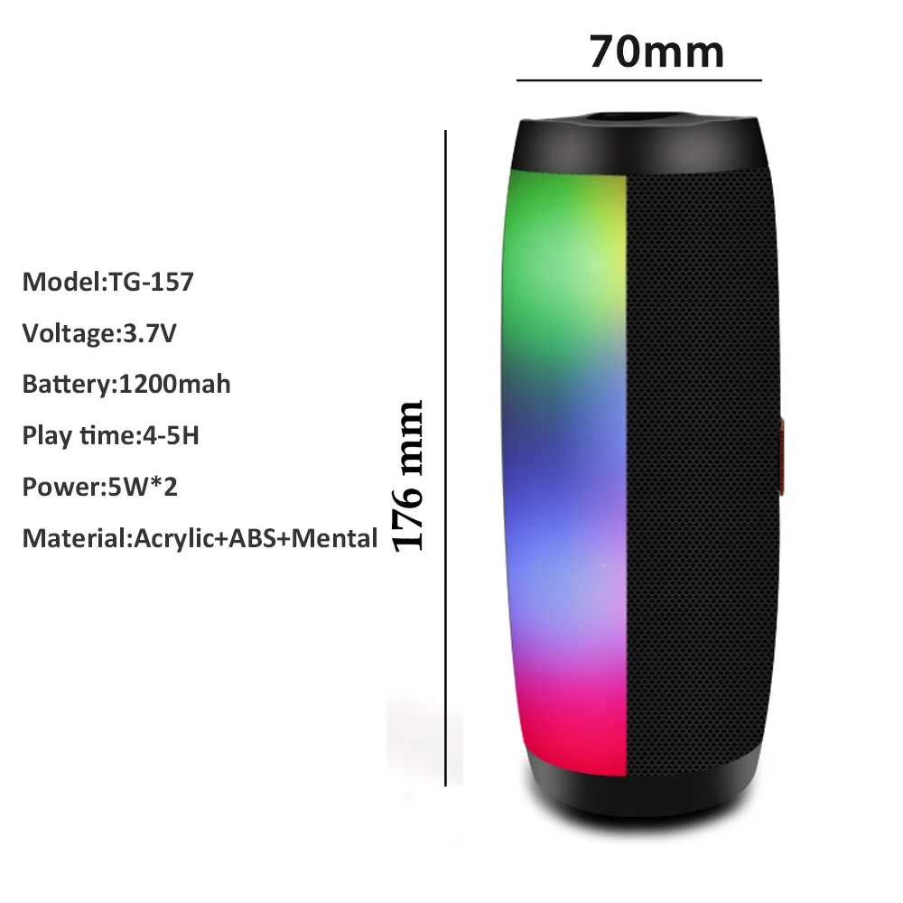 Колонка Портативная колонка bluetooth беспроводной Bluetooth динамик блютуз Колонка бум Box открытый бас TF FM радио со светодиодный подсветкой HIFI сабвуфер