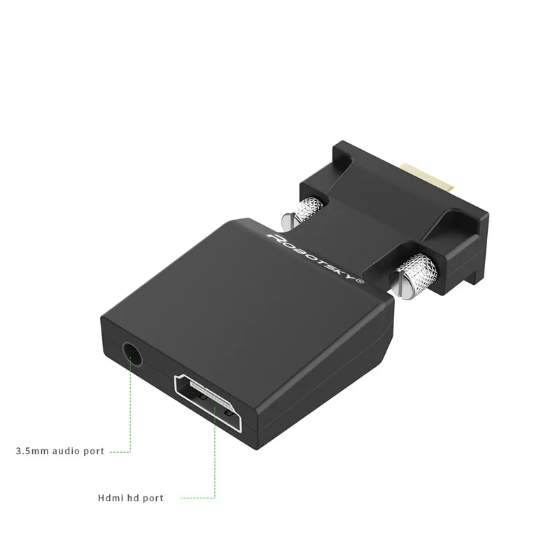 Robotsky VGA к HDMI адаптер папа к женскому 1080P AV видео конвертер кабель для ноутбука DVD ТВ проектор