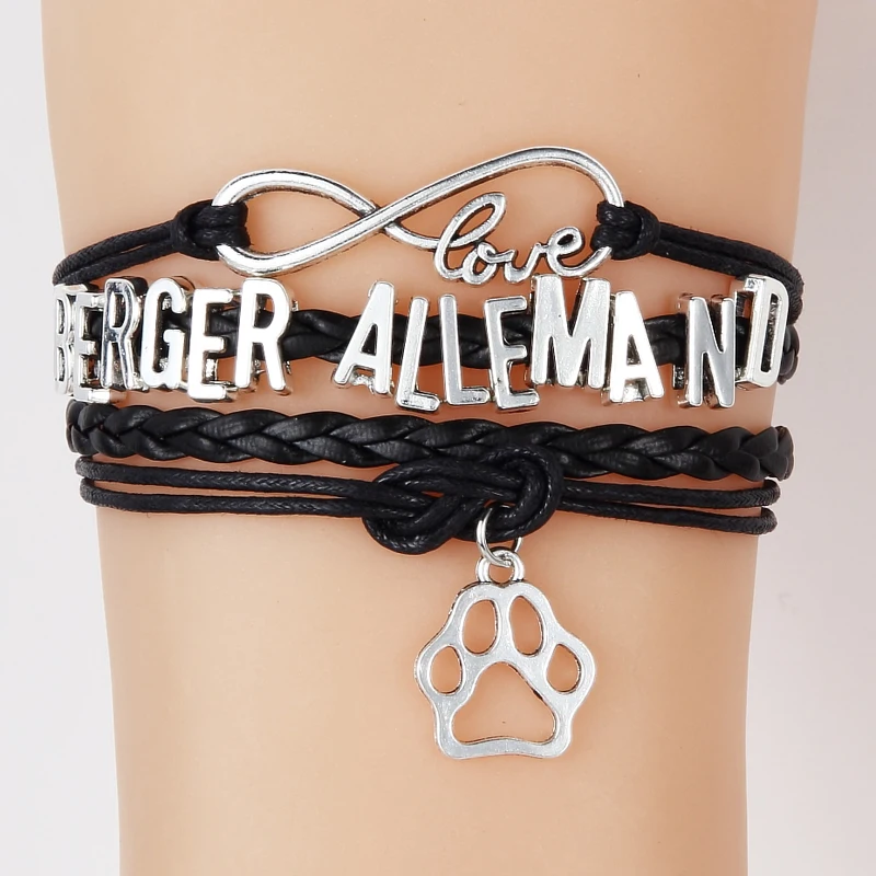 Прямая поставка Бесконечность любовь Бергер Allemand браслеты кожаный браслет
