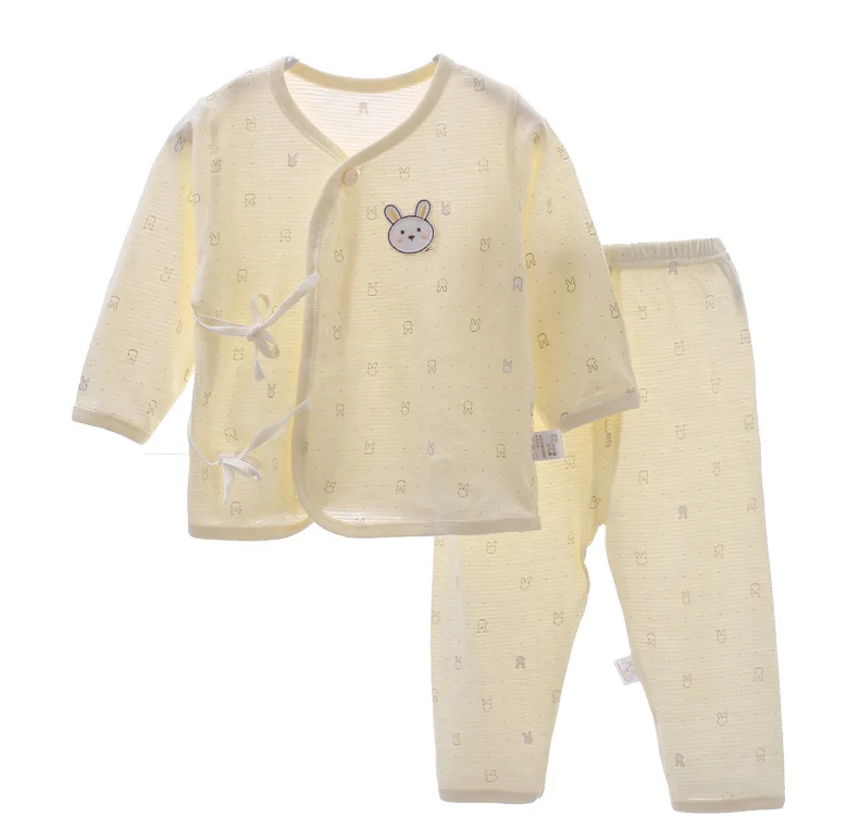 Baby Cotton Sleep wear Belt O-neck Unisex Clothing set Full Sleeve Summer Infant Clothes Premature newborn girl Boy sleeper | Детская