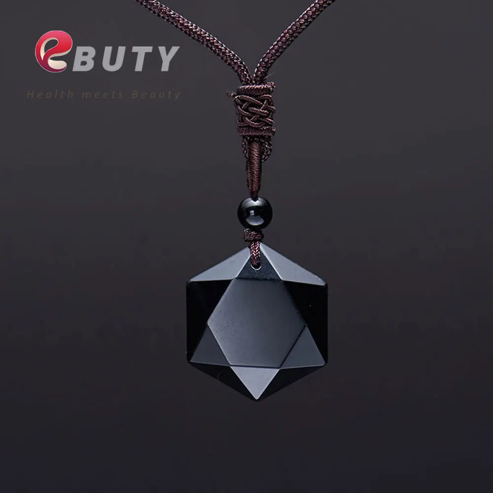 Кулон из черного обсидиана EBUTY ожерелье натурального камня 5000CC для женщин и