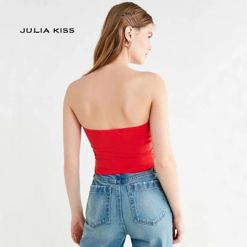 Женский укороченный топ из чистого хлопка с завязкой в форме сердца|crop tube top|heart