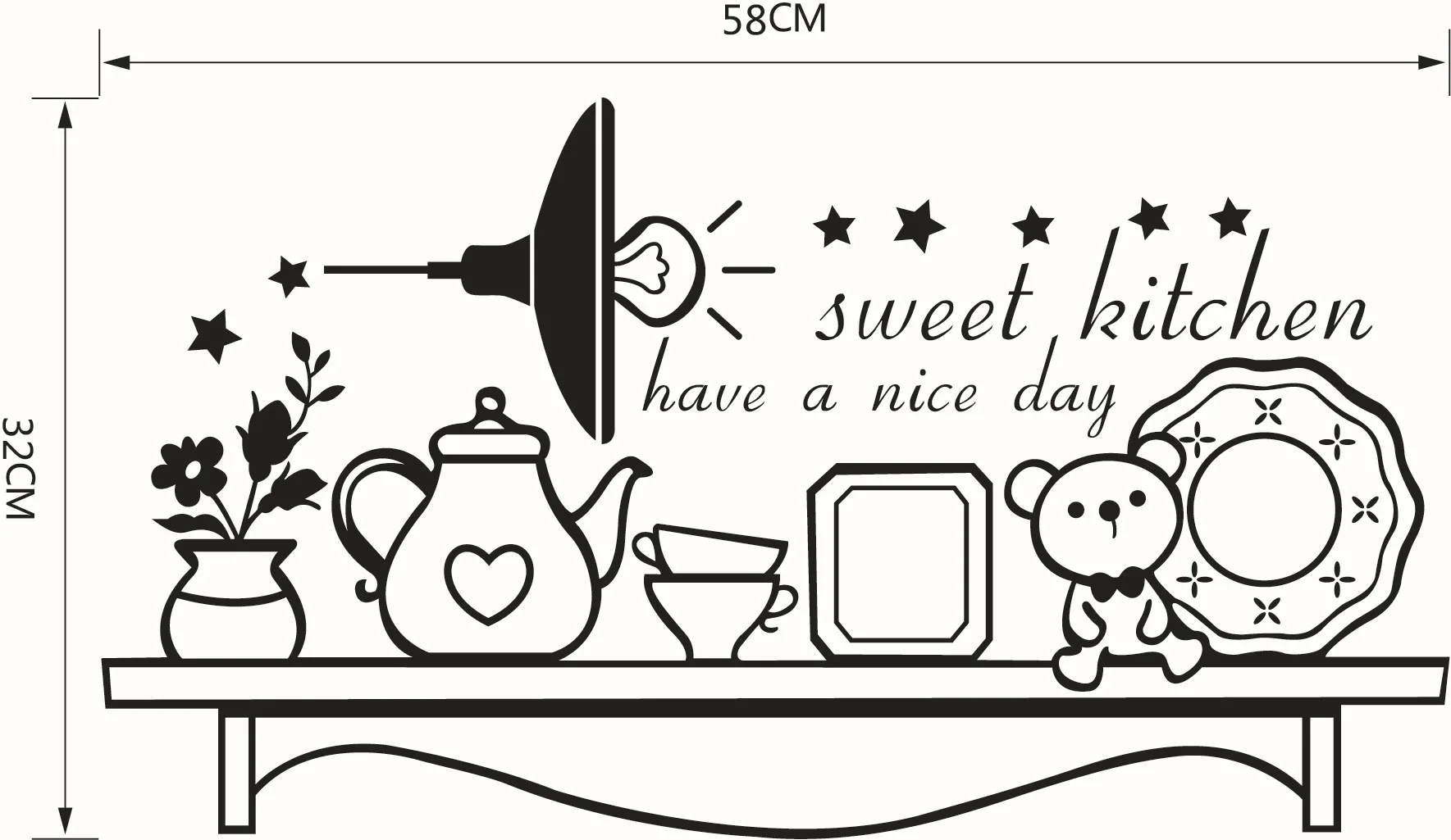 Звезда цветок медведь плакат стены Стикеры обои творческий сладкий Кухня