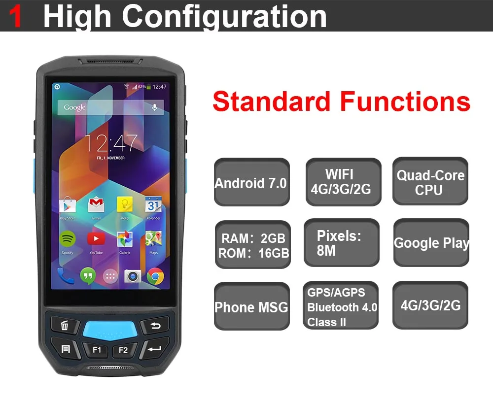 Android 7 0 PDA портативный POS-терминал опциональный NFC RFID сканер штрих-кода QR-кода |