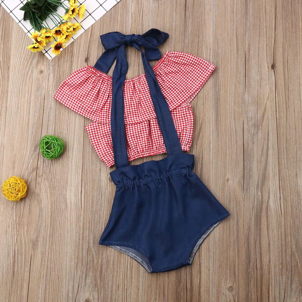 Новинка 2019 клетчатые Летние повседневные топы с оборками для маленьких девочек