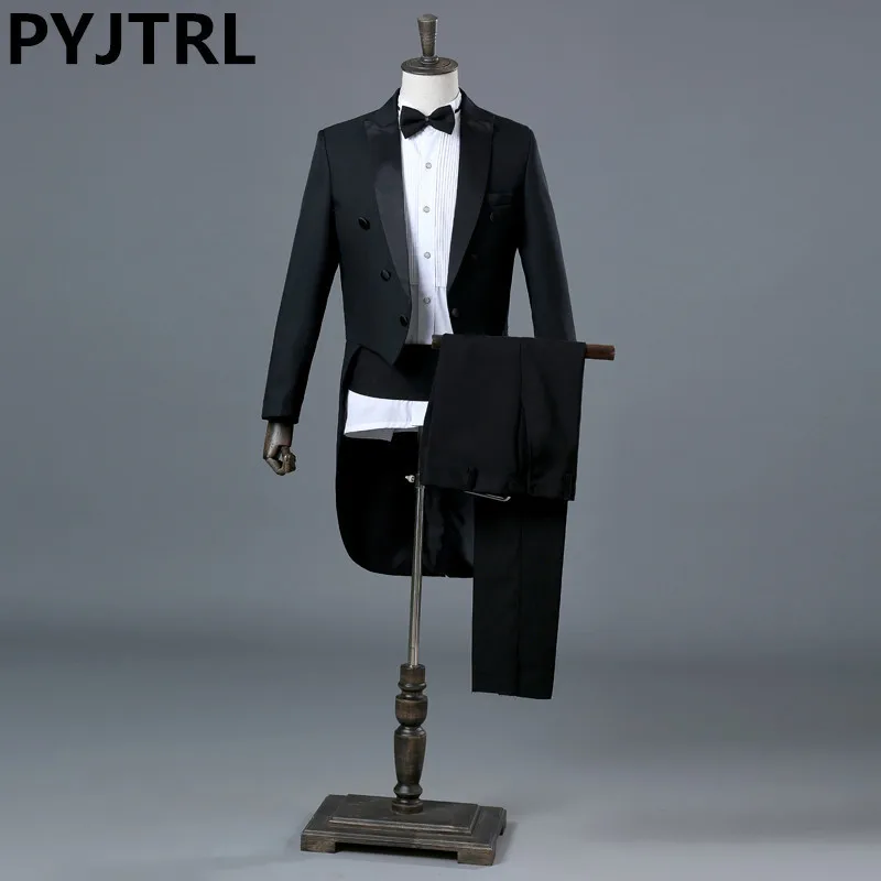 PYJTRL английский джентльмен из двух частей Черный Белый жениха Дешевые Свадебные