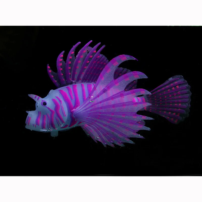 Маленькие силиконовые искусственные украшения для аквариума Lionfish светящиеся