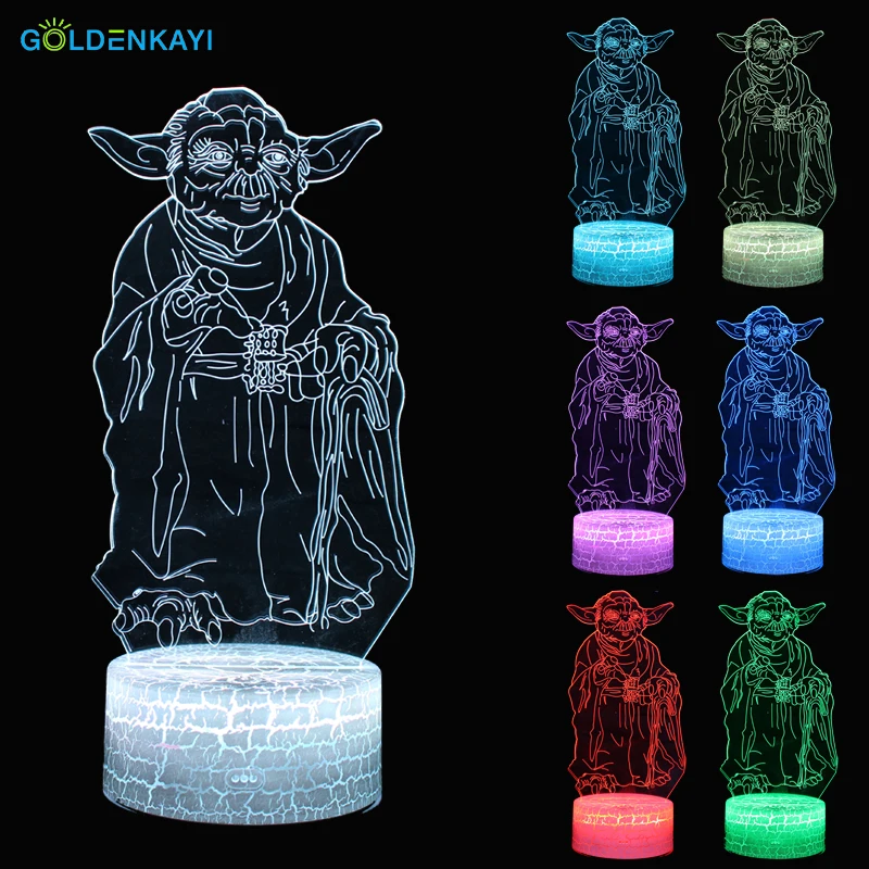 3D Звездные войны йода LED оригинальность ночные светильники атмосфера настольная