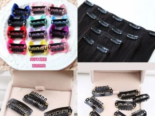 30 черный металлический 6-зубчатый силиконовый зажим для волос 28x13 мм наращивания