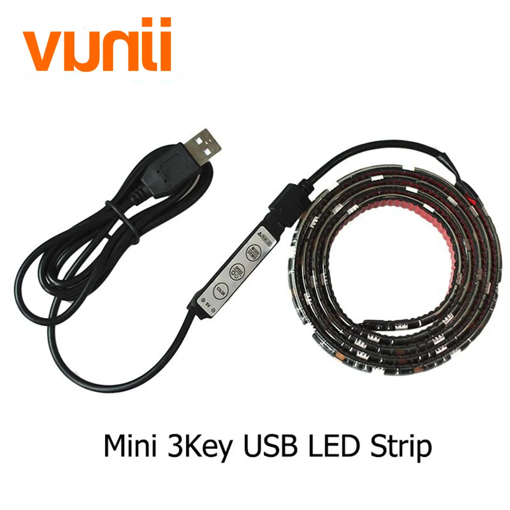 Новинка! DC5V USB Светодиодная лента 5050 RGB гибкий свет 1 м 2 ТВ фоновое освещение