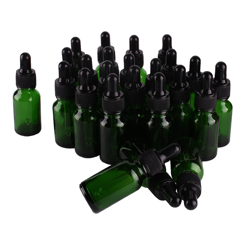 

24pcs 15ml Empty Green Glass Dropper Bottle with Pipptte for essential oils aromatherapy liquid