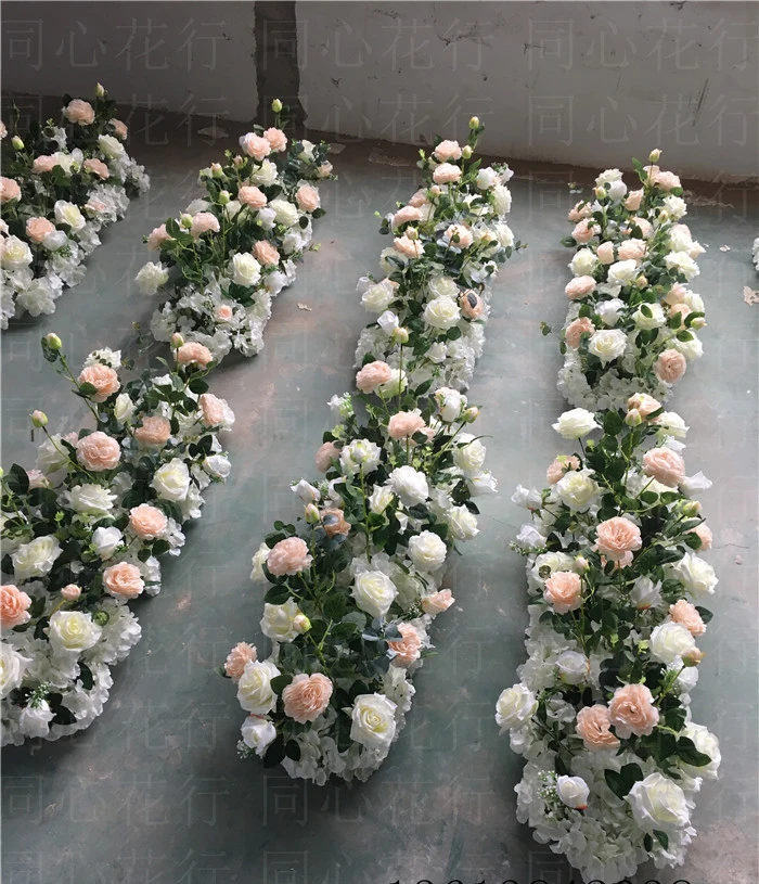 

White with hot pink flower aisle runner decor 4M x 24cm Wedding decoration