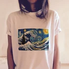 Забавные белые футболки укийо-э Винсента Ван, печать Ван Гога, кимоно в стиле Харадзюку, женские футболки с коротким рукавом и графическим рисунком, топы в винтажном японском стиле