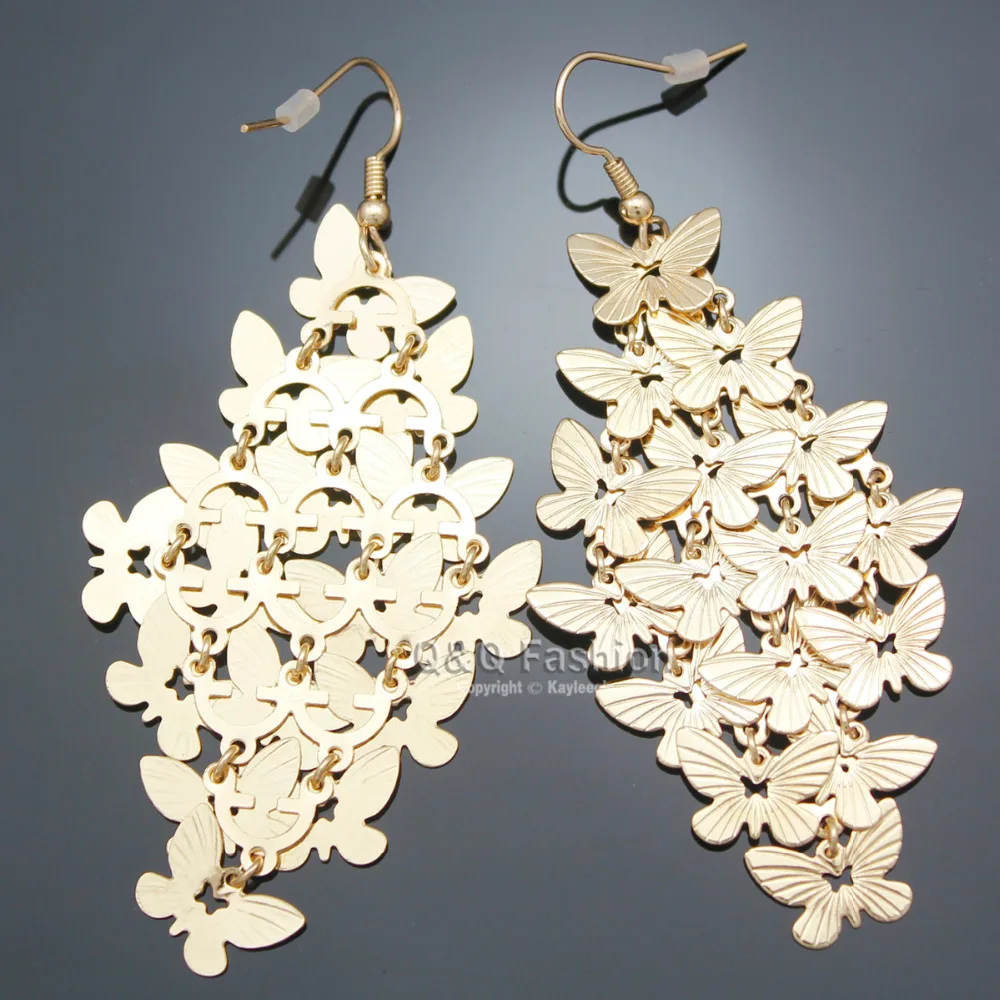 Новые этнические золотые серьги-подвески в виде бабочек и насекомых | Украшения
