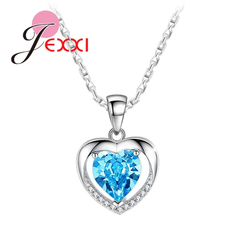 

Unique Charm Design Heart Pendant Necklace Female 925 Sterling Silver Jewelry For Xmas Festival Gift High Quality