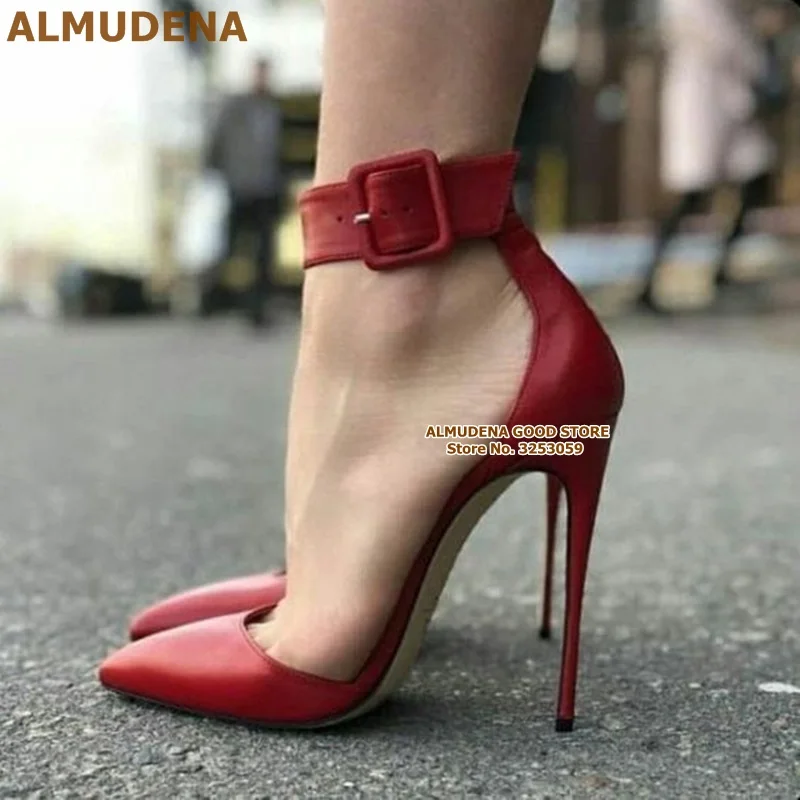 ALMUDENA кофейные красные черные матовые туфли лодочки с заостренным носком