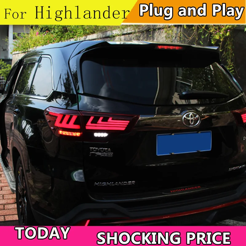 Car Styling for toyota Highlander Taillights 2015-2019 Kluger Tail Lamp Lexus Type Rear DRL+Brake+Park+dynamic turn Signal | Автомобили и