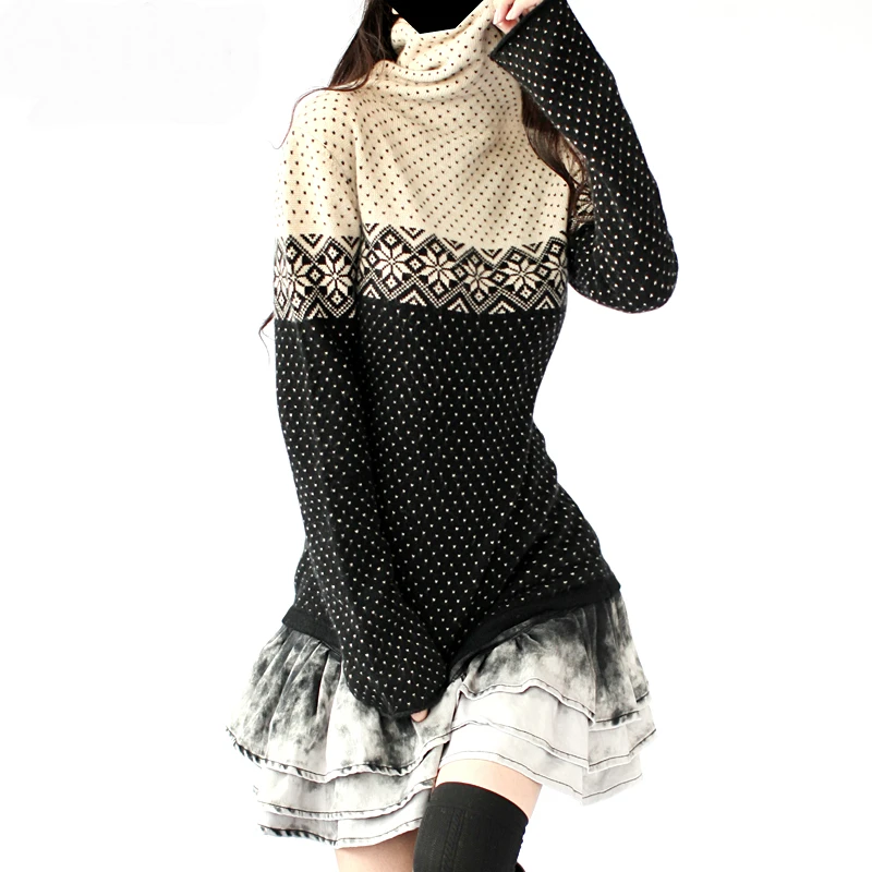 Women's Autumn Winter Turtleneck Cashmere Sweaters And Pullovers Women Vintage Gradient Knitted Sweater Ladies Thick Warm Jumper | Женская