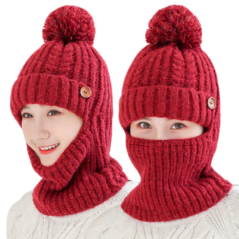 2019 зимняя вязаная шапка бини для девочек шарф Skullies Beanies зимние толстые шляпы